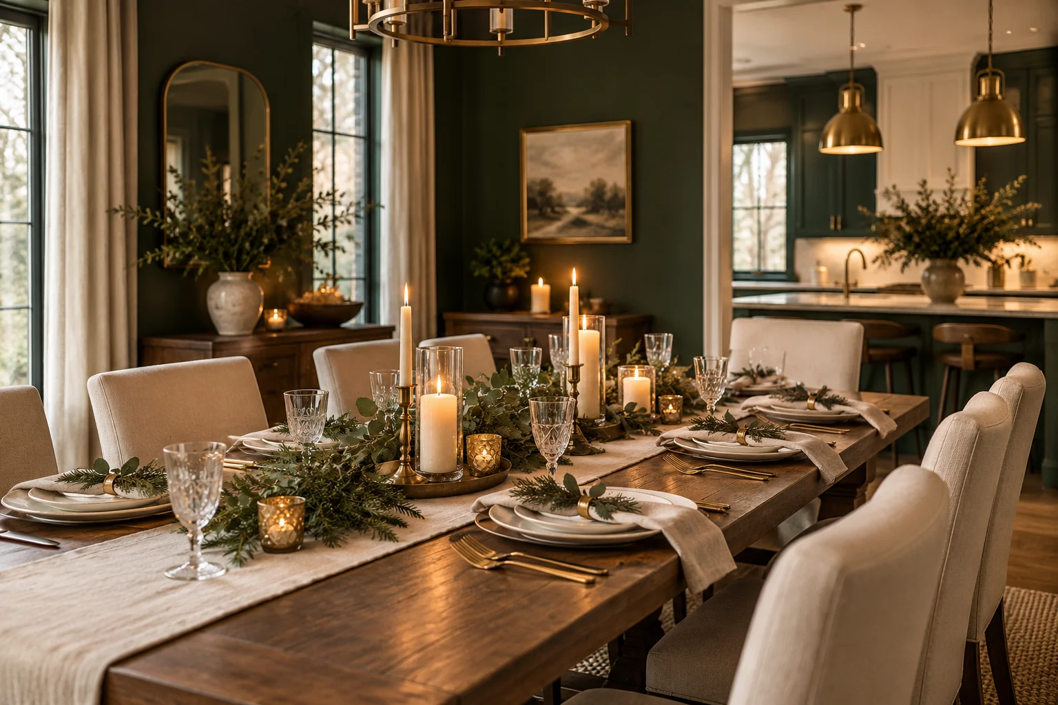 Illustrative dining room prepared for guests